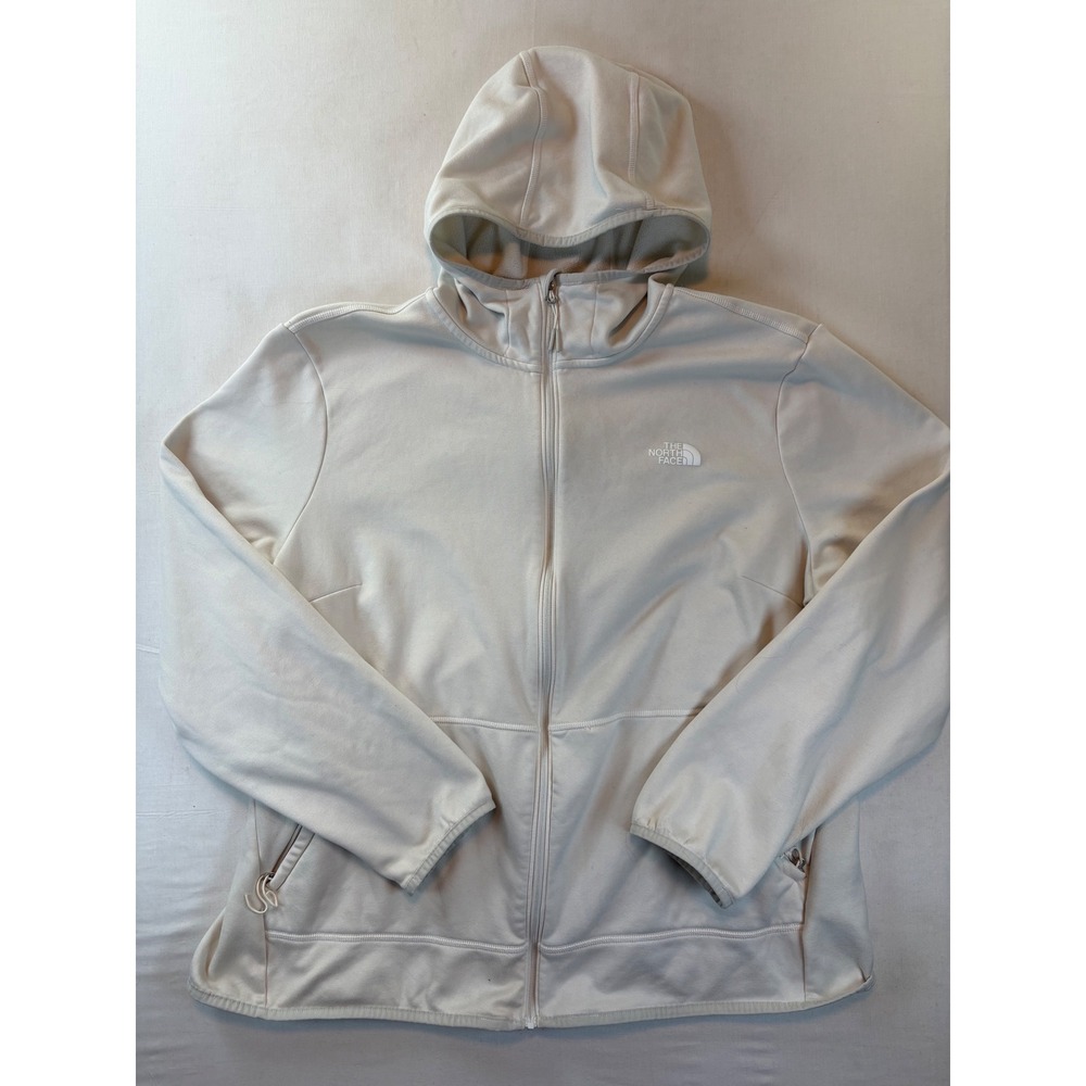 The North Face Womens 3X Full Zip Hoodie Cream White Fleece Jacket Activewear